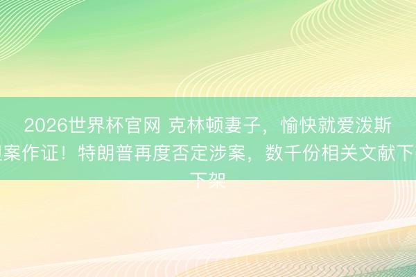 2026世界杯官网 克林顿妻子,愉快就爱泼斯坦案作证!特朗普再度否定涉案,数千份相关文献下架