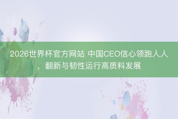2026世界杯官方网站 中国CEO信心领跑人人，翻新与韧性运行高质料发展