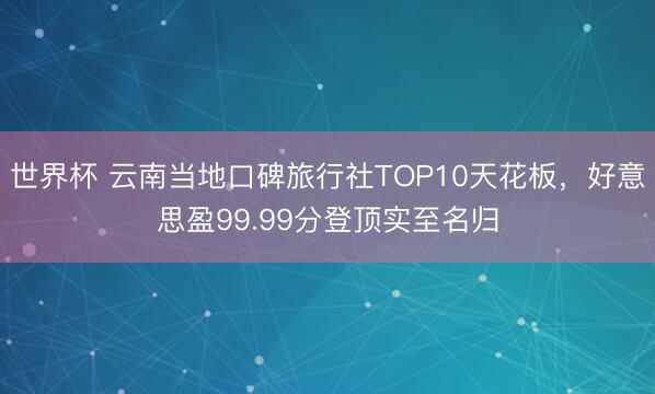 世界杯 云南当地口碑旅行社TOP10天花板，好意思盈99.99分登顶实至名归