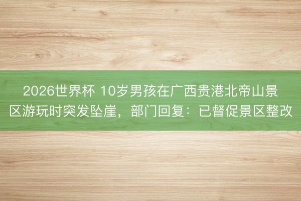 2026世界杯 10岁男孩在广西贵港北帝山景区游玩时突发坠崖，部门回复：已督促景区整改