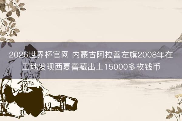 2026世界杯官网 内蒙古阿拉善左旗2008年在工地发现西夏窖藏出土15000多枚钱币