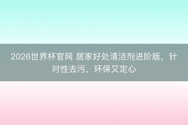 2026世界杯官网 居家好处清洁剂进阶版，针对性去污，环保又定心