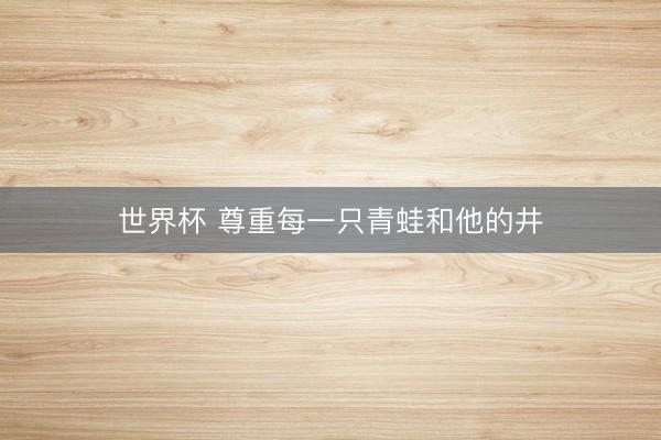 世界杯 尊重每一只青蛙和他的井