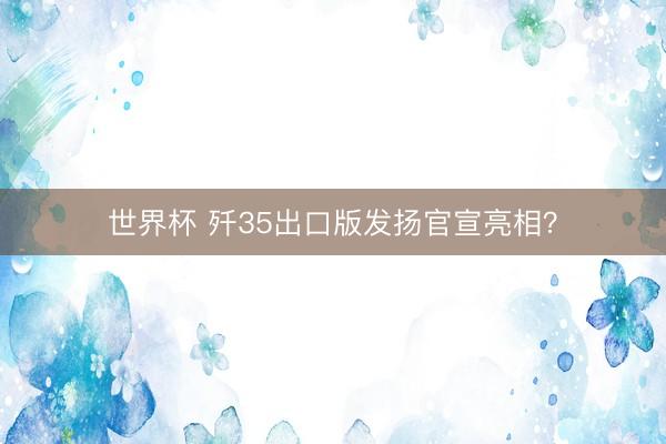 世界杯 歼35出口版发扬官宣亮相？