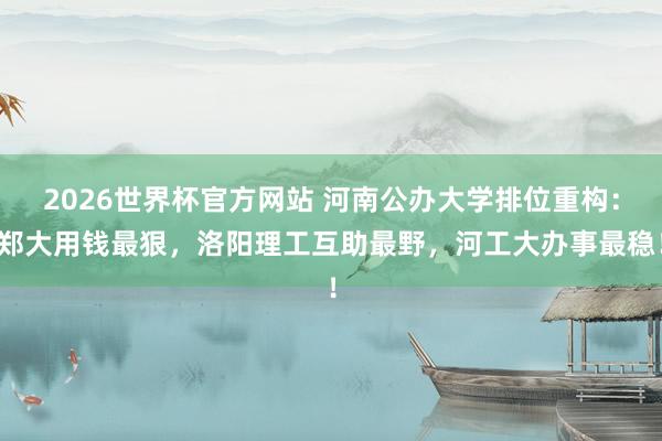2026世界杯官方网站 河南公办大学排位重构：郑大用钱最狠，洛阳理工互助最野，河工大办事最稳！