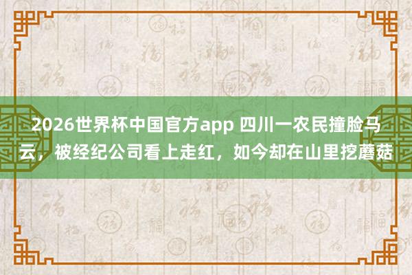 2026世界杯中国官方app 四川一农民撞脸马云，被经纪公司看上走红，如今却在山里挖蘑菇
