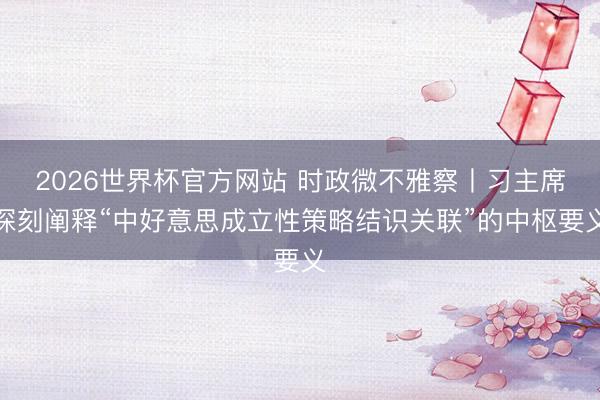 2026世界杯官方网站 时政微不雅察丨习主席深刻阐释“中好意思成立性策略结识关联”的中枢要义