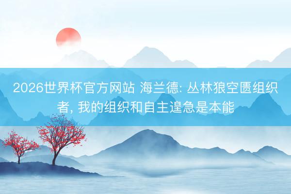2026世界杯官方网站 海兰德: 丛林狼空匮组织者, 我的组织和自主遑急是本能