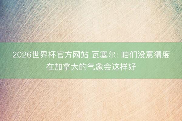 2026世界杯官方网站 瓦塞尔: 咱们没意猜度在加拿大的气象会这样好