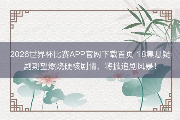 2026世界杯比赛APP官网下载首页 18集悬疑剧期望燃烧硬核剧情，将掀追剧风暴！