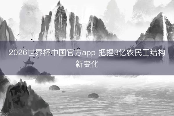 2026世界杯中国官方app 把捏3亿农民工结构新变化