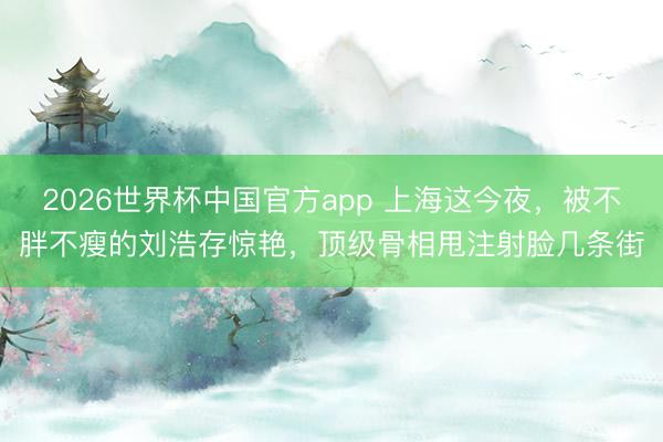 2026世界杯中国官方app 上海这今夜，被不胖不瘦的刘浩存惊艳，顶级骨相甩注射脸几条街
